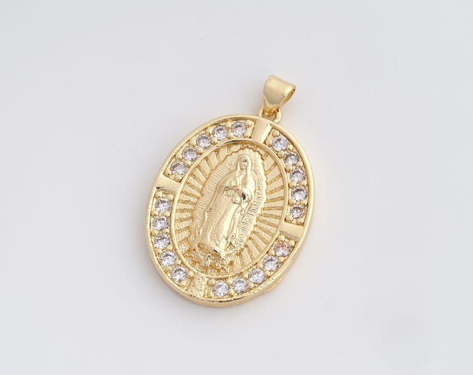 Gold Religion Pendant,18K Gold Filled Virgin Mary Pendant,Virgin Necklace,DIY Jewelry Accessories,36.8x24x3.7mm