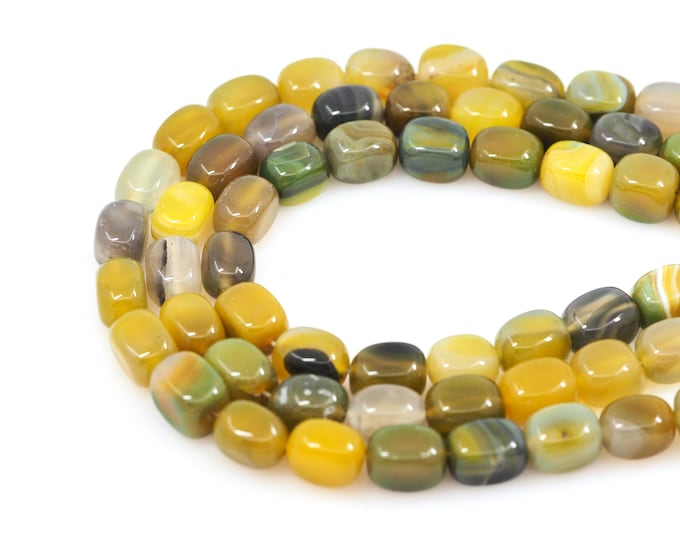 Yellow Gemstone Beads,Cuboid Gemstone Chain,Lemon Citrine Rectangular Bead,Natural Stone Necklace, Natural Stone Chain,Topaz Necklace,8x12mm