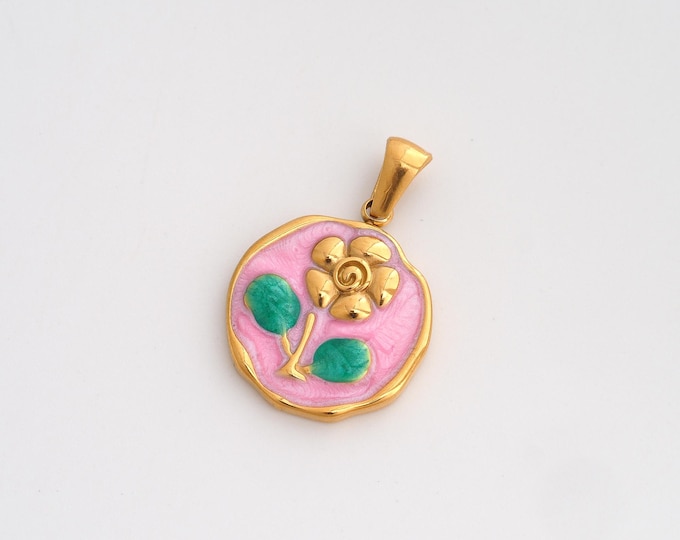 Enamel Flower Charms,Dainty Flower Charm, 18K Gold Filled Flower Pendant,DIY Jewelry Accessories 28x18.2x3.2mm