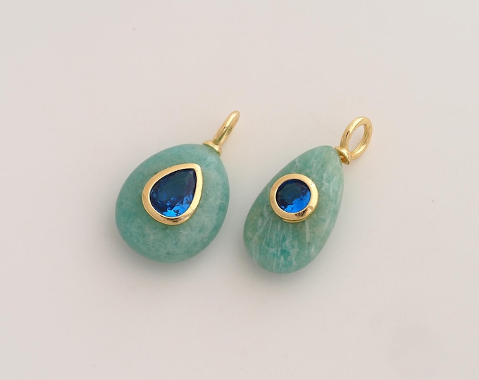 Natural Stone Pendant,Energy Stone Pendant,18K Gold Filled Stone Charm,DIY Jewelry Accessories,Big 24.8x15x8.7mm Small 26x12x8mm