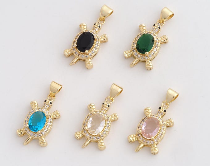 Gold Turtle Charm, Turtle Pendant,18K Gold Filled Turtle Necklace, DIY Jewelry Jewelry Making 25.6x12x7mm