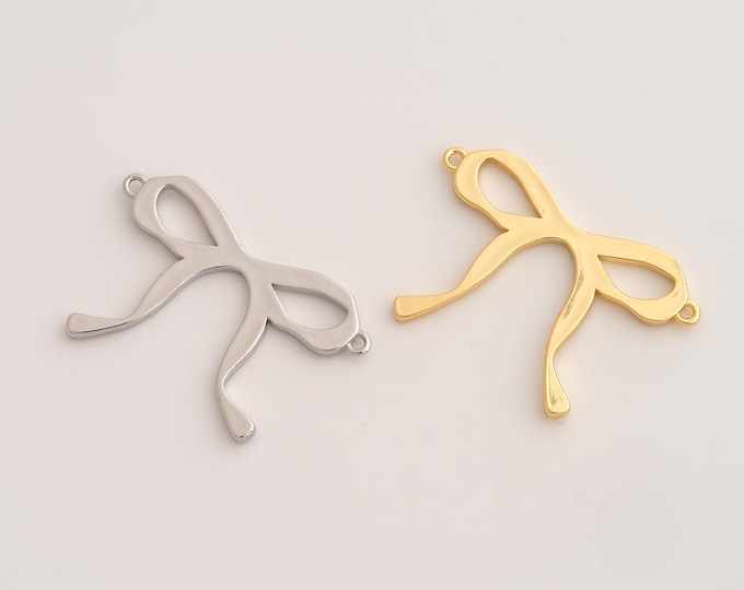 Bow Connector,Tie Connector,18K Gold filled Bow Connector,DIY Bracelet Accessories, 31.7x21.5x1.6mm