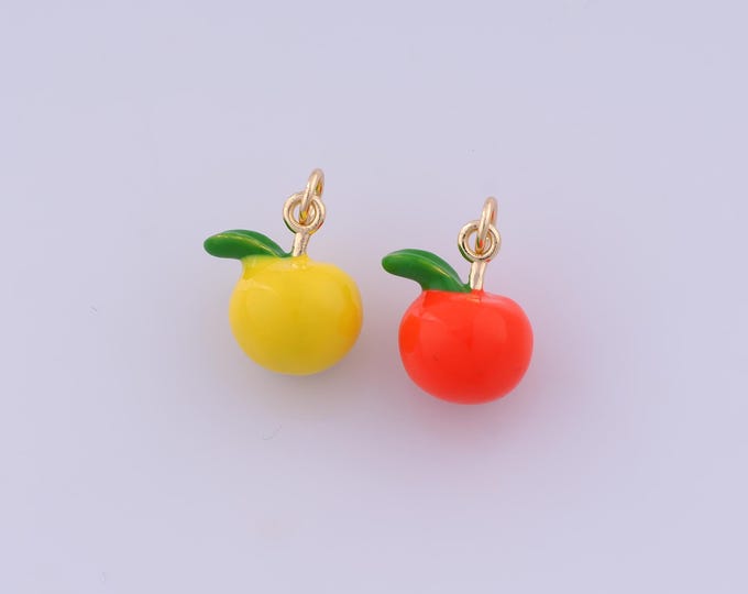 Enamel Apple Charm,18K Gold Filled Fruit Pendant,Apple Pendant,DIY Jewelry Making Accessories,18x14x10.8mm