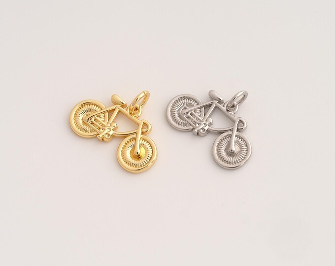 Bicycle Pendant,Bicycle Pendant,18K Gold Filled Bicycle Charm,DIY Jewelry Accessories,14.7x18.8x2.5mm
