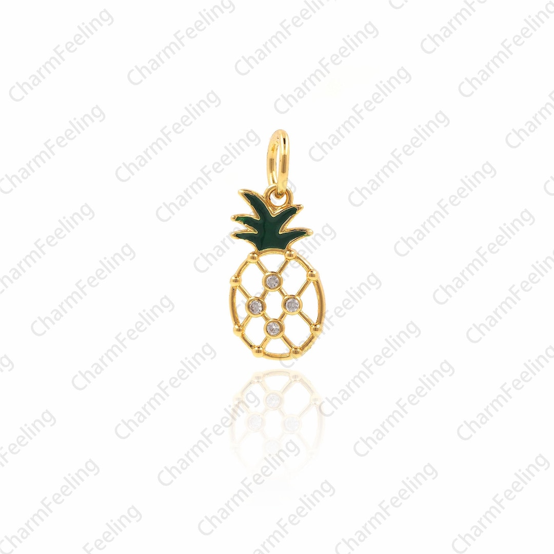 Clip on Charm for Bracelet Necklace, Tiny Pineapple Charm With Lobster  Clasp, Pave Crystal Pineapple Clip on Charm, Gold Pineapple Pendant 