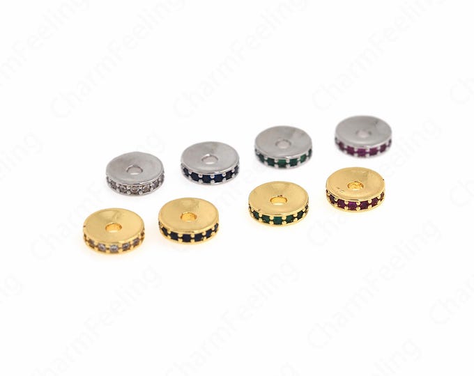 18K Gold Filled Flat Spacer Beads,Disc Spacer Beads,Flat Rectangle Beads,Flat Bead Bracelet,DIY Jewelry Supplies,7.3x7.3x2mm