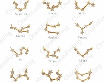 Zodiac Pendant, Constellation Charm, Zodiac Pendant, Unique Birthday Gift, DIY Jewelry Making Accessories 1pcs