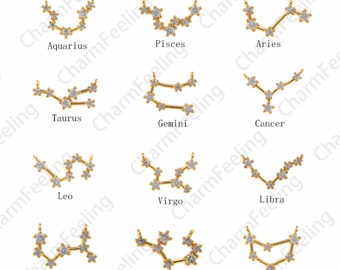 Zodiac Pendant, Constellation Charm, Zodiac Pendant, Unique Birthday Gift, DIY Jewelry Making Accessories 1pcs