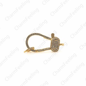 CZ Micro-Pave Round Lobster Claw Clasp, Spring Clasp, Jewelry Clasp DIY Jewelry Making Supply 40.3x16.8x6.7mm 1pcs
