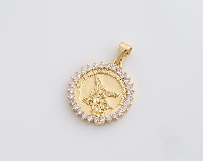 Angel Pendant, Micropavé CZ Angel Necklace, Cupid Charm, 18K Gold Filled with Eros Charm, DIY Jewelry Accessories, 27.8x20.2x2.7mm