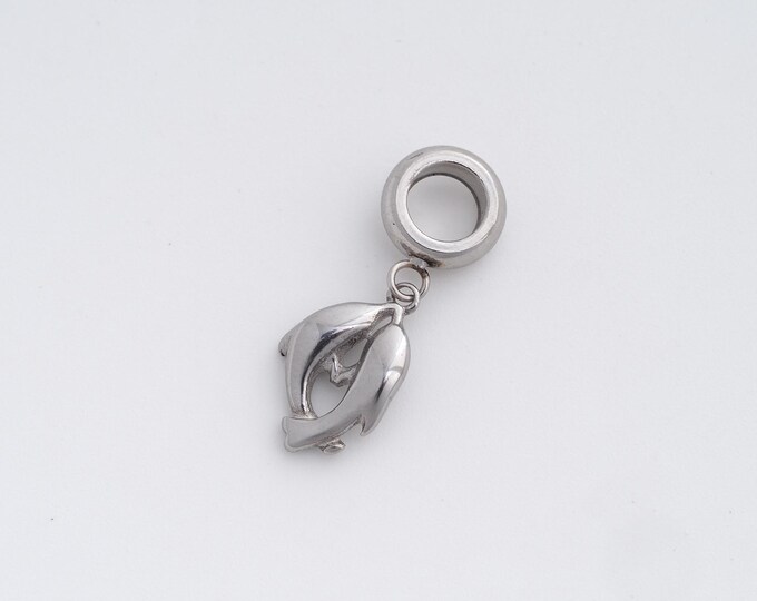 Stainless Steel Dolphin Pendant,Marine Life Charms,Dolphin Charm, DIY Jewelry Supplies, 25.4x9.4x2.5mm