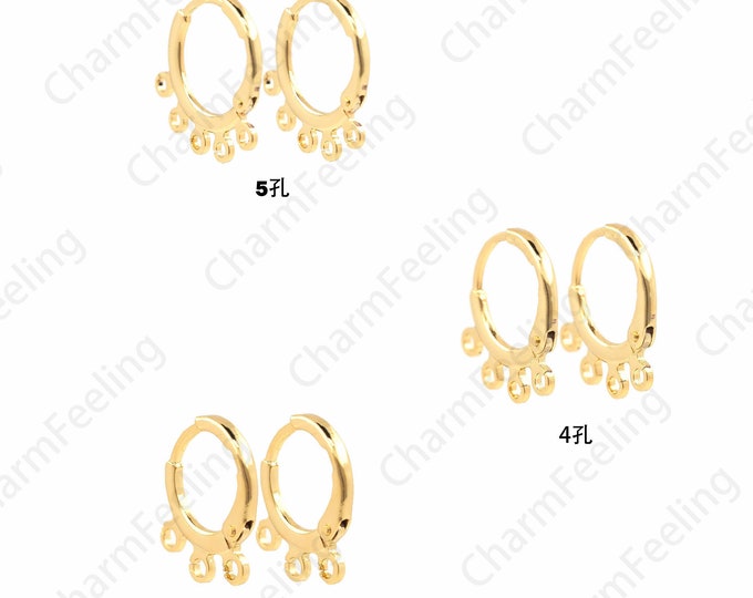 18K Gold Backless Earrings, Gold Earring Hoops, Ear Cord, Gold-Plated Earrings, Earring Assembly Accessories, Earring Accessories 1 pair