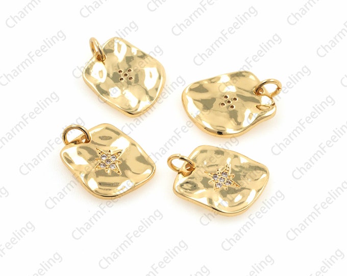 CZ Square star pendant, Square star pendant, Star pendant, Star charm, Square necklace, For jewelry accessories  18.3x13x1.9mm 1pcs