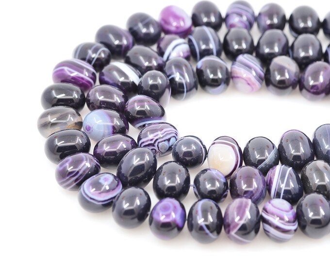 Purple Oval Gemstone Beads, Egg-Shaped Natural Stone Chain, Oval Gemstone Chain, Natural Stone Necklace, DIY Bracelet Accessories, 13x18mm