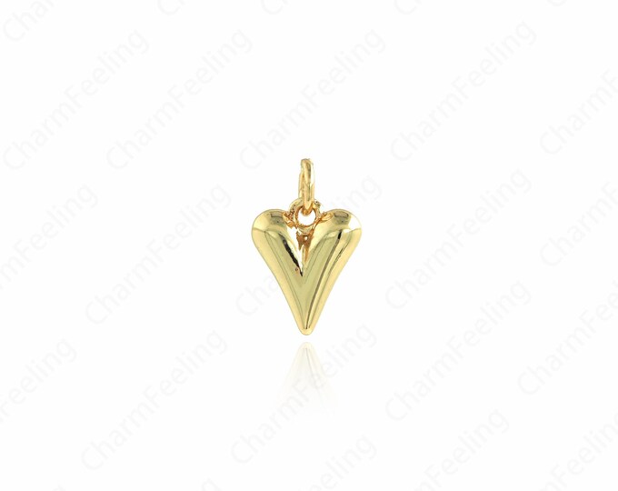18K Gold Filled Heart Pendant, Heart Necklace, Heart Charm, Love Necklace, DIY Jewelry Accessories 12.5x8x2.7mm