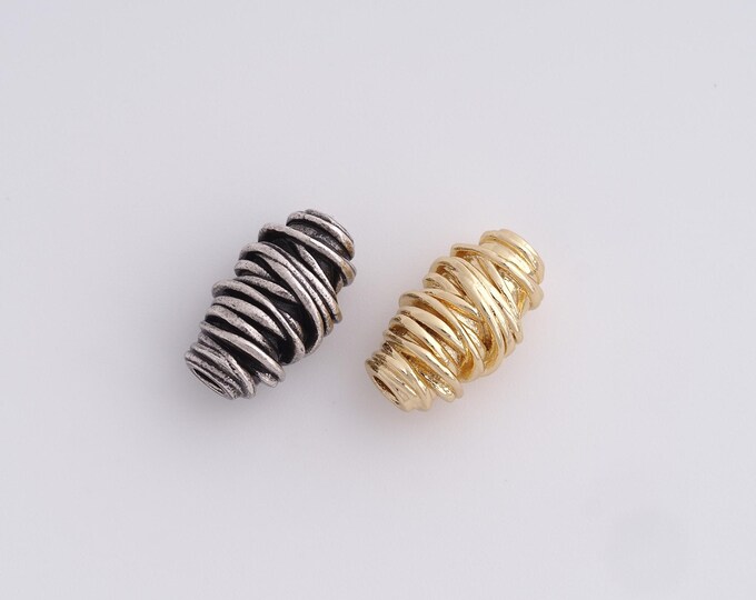 Large Hole Beads, 18K Gold Filled Gold Filigree Spacer Beads, Gold Filigree Charm, DIY Bracelet Accessories 15x8.5mm