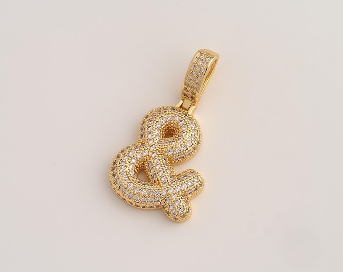 CZ Ampersand Pendant,Symbol Pendant,18K Gold Filled & Symbol Charm,DIY Jewelry Accessories,38.4x20x4.2mm