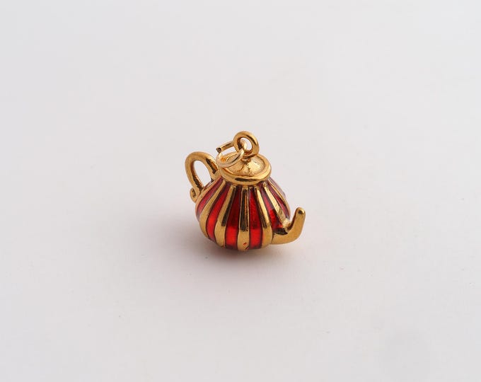 Enamel Teapot Charms,Dainty Teapot Charm, 18K Gold Filled Teapot Pendant,DIY Jewelry Accessories 16.7x14.7x10mm