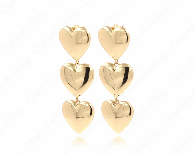 Dainty Love Earrings,Gold Stud Earrings, 18K Gold Filled Heart Earrings, DIY Jewelry Accessories 64.5x21x4mm