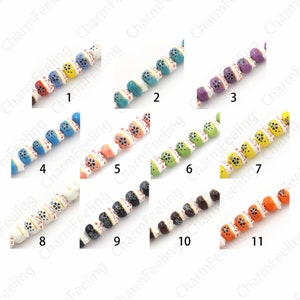 Animal Spacer Beads, Glazed Hand Painted Ceramic Beads, Cute Ceramic Cat Beads, Painted Ceramic Beads, DIY Jewelry Supplies, 7x6.5x5.5mm