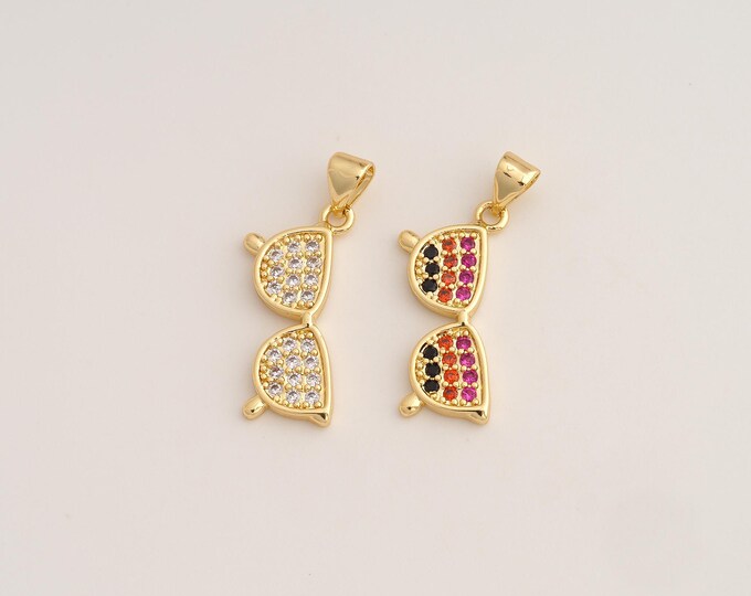 CZ Sunglasses Pendant,Sunglasses Pendant,18K Gold Filled Sunglasses Charm,DIY Jewelry Accessories,14.8x22.8x2mm
