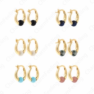 Natürliche Stein Ohrringe, 18K Gold Filled Einfache Ohrringe, Jeden Tag Ohrringe, Micropavé CZ Edelstein Ohrringe, Geschenk für Sie