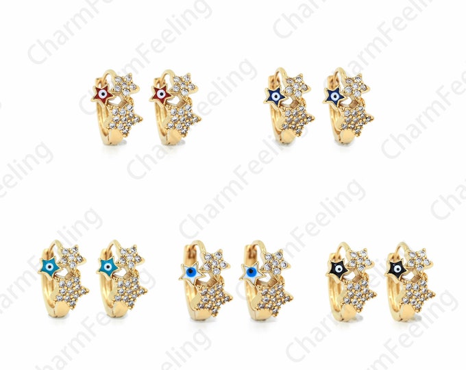 Polaris Charm Enameled Polaris Earrings,Star Charm Enamel Star Earrings,18K Gold Filled Star Earrings Polaris Earrings Dnamel Charm9x13x15mm