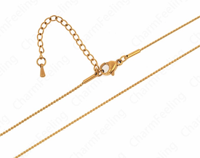 Stainless Steel Chain Classic Chain Necklace Cylinder Beaded Necklace Gold Necklace, Dainty Chain Necklace,  Layered Necklace,37+6cm