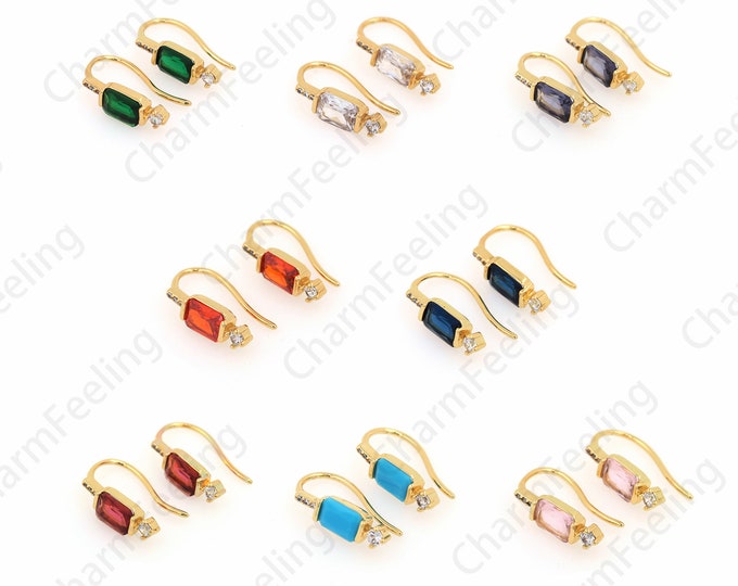 Micropavé CZ Earring Charm, 18K Gold Filled U-Shaped Earrings, Pierced Earrings, DIY Earring Making Accessories,11x19x5mm