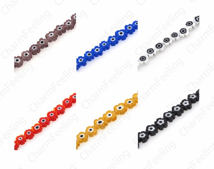 Flower Eye Glass Beads,Flower Beads,Murano Glass Jewelry,Glass Beads,Flower Glass Beads,DIY Beading Supplies,7x7x2.5mm