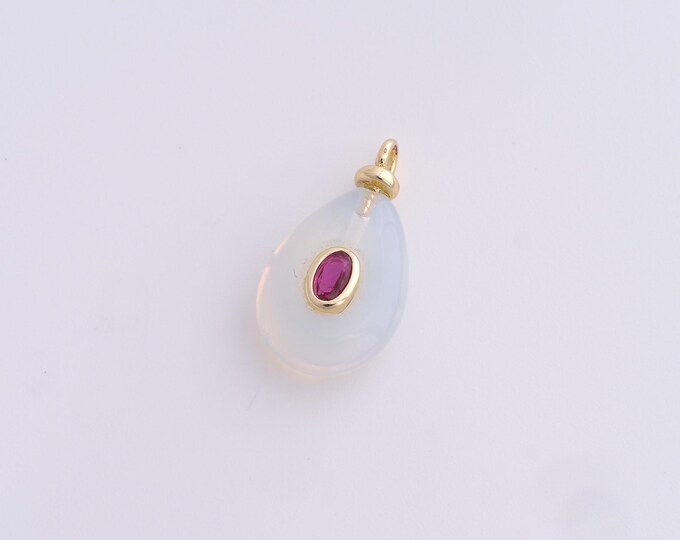 Natural Stone Charm,18K Gold Filled Opal Charm,Round Pendant,Oval Pendant, DIY Jewelry Accessories,22.8x12.8x6mm