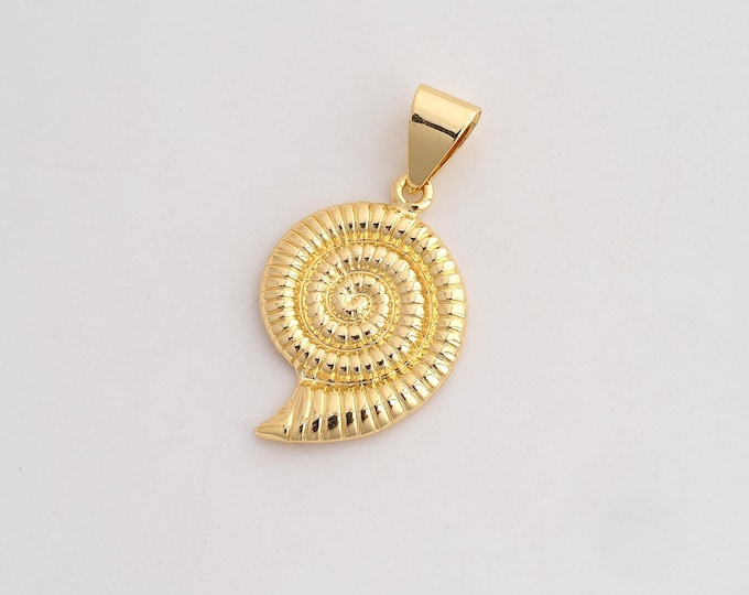 Snail Shell Pendant,Shell Pendant,18K Gold Filled Snail Shell Charm,DIY Jewelry Accessories,36.6x19.5x2.2mm