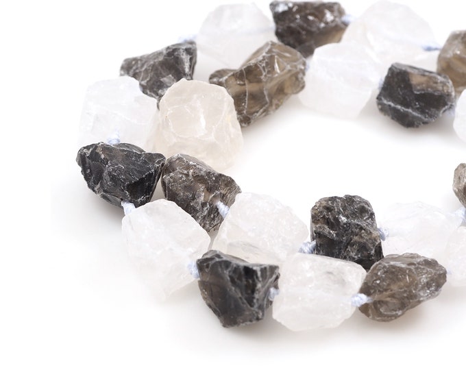 Unfinished Black And White Gemstone Beads,Two-Color Primeval Natural Stone,Unfinished Natural Stone,Gem Chain, 25-30mm