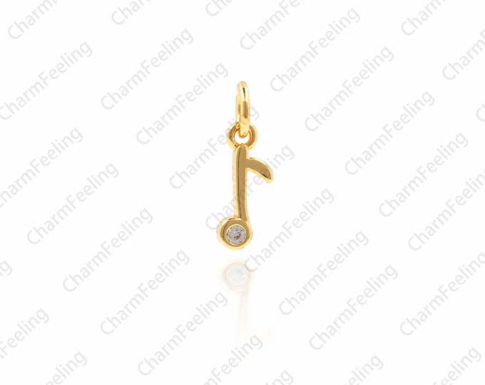 18K musical note pendant, musical note pendant, musician necklace 11.6x4x1.3mm 1pcs