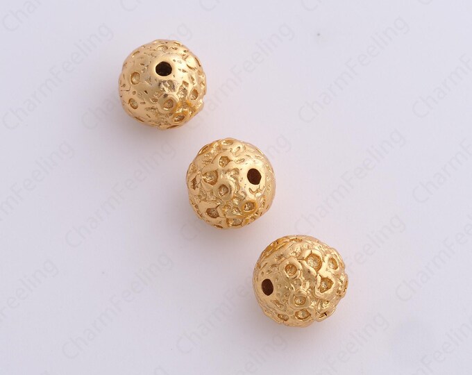 Gold Ball Spacer Beads, 18K Gold Filled Ball Beads,Dainty Ball Bracelet Necklace Spacer Beads, DIY Jewelry Supplies,11x10.8mm