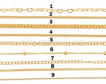 Raw brass welded chain, gold-plated brass chain, DIY bracelet necklace chain 1 meter