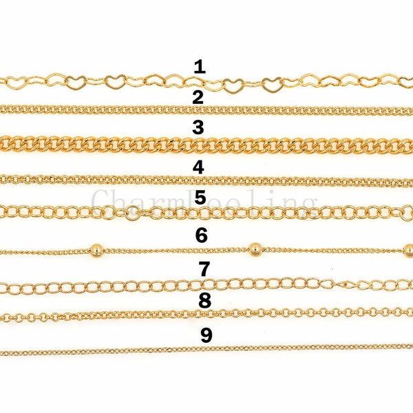 Raw brass welded chain, gold-plated brass chain, DIY bracelet necklace chain 1 meter