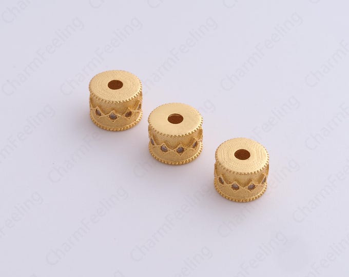 Gold Round Spacer Beads, 18K Gold Filled Tube Beads,Dainty Round Bracelet Necklace Spacer Beads, DIY Jewelry Supplies,7.7x5.8mm