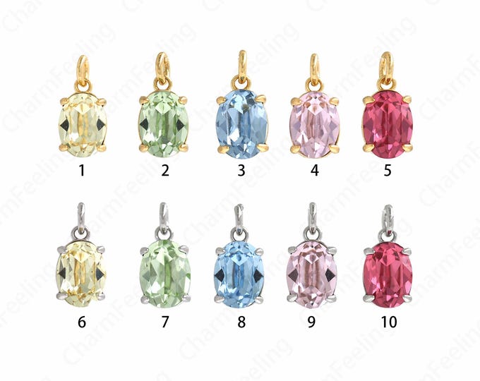 Micropavé CZ Oval Pendant, Oval Crystal Pendant, 18K Gold Filled Crystal Necklace, Crystal Charm, DIY Jewelry Accessories,12.5x6x4.5mm