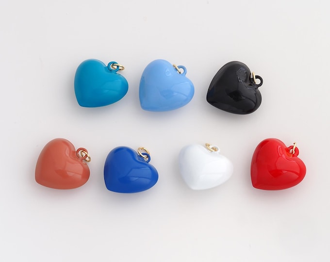 Gold Heart Pendant,Enamel Love Pendant,18K Gold Filled Heart Charm,DIY Jewelry Accessories,24.8x20x11mm