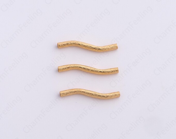 10 pcs Long Spacer Beads,18K Gold Filled Bar Spacer Beads,Stick Beads,Bracelet Beads,DIY Jewelry Making Supplies,18.2x1.8mm
