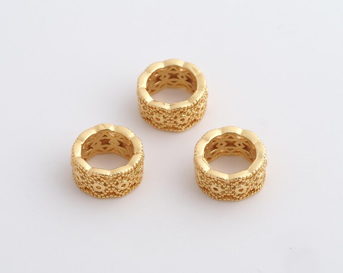 1 pcs Gold Tube Spacer Beads, 18K Gold Filled Round Beads,Flat Bracelet Necklace Spacer Beads, DIY Jewelry Supplies,10.2x5mm