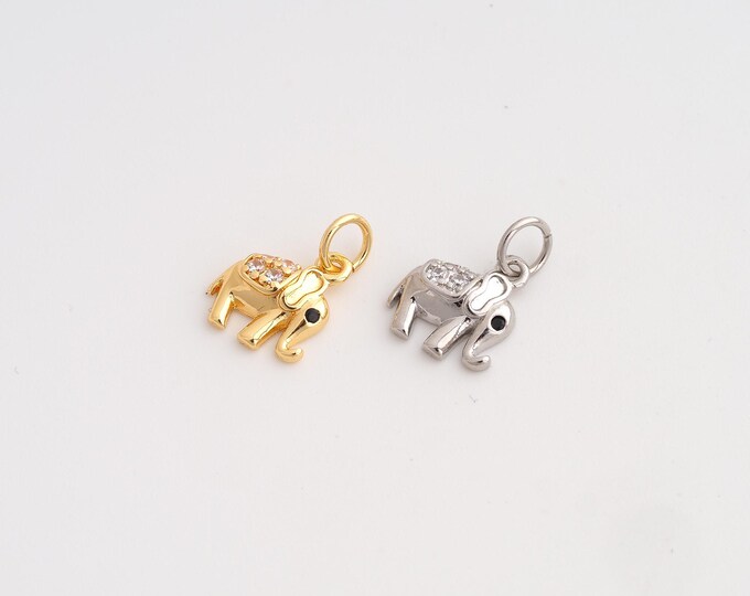 CZ Elephant Pendant,Animal Pendant,18K Gold Filled Elephant Charm,DIY Jewelry Accessories,13.7x9.4x3mm