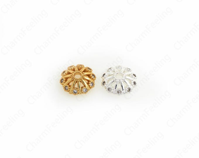 18K Gold Filled Flower Bead Caps,Pearl Caps,Round Bead Caps,Flower Caps,Spacer Jewelry, Brass Caps, DIY Gold Jewelry Making,10.5x3.3mm