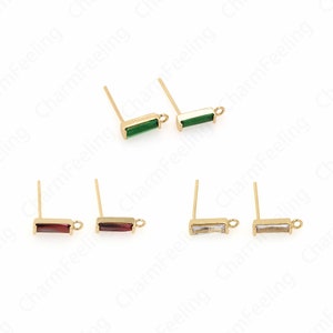 Solitaire Stud Earrings,Stud Earring Accessories,18K Gold Filled Square Earrings,Micropavé CZ Stud Earrings DIY Jewelry Supplies,12x16x2.5mm