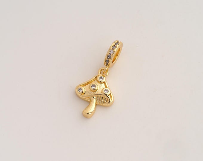 CZ Mushroom Pendant,Mushroom Pendant,18K Gold Filled Mushroom Charm,DIY Jewelry Accessories,24.3x11.8x3.2mm