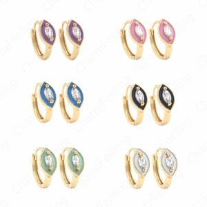 Emaille oorbellen, oorbel charme, hart oorbellen, 18K Gold Filled ronde oorbellen, Micropavé CZ Eye oorbellen, DIY sieraden benodigdheden, 17x15x6.5mm