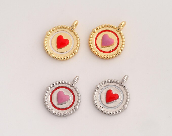 Enamel Heart Pendant,Love Pendant,18K Gold Filled Heart Charm,DIY Jewelry Accessories,18.2x15x2.8mm
