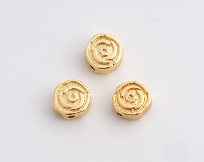 5 pcs Gold Round Spacer Beads, 18K Gold Filled Flat Beads,Dainty Disc Bracelet Necklace Spacer Beads, DIY Jewelry Supplies,8.2x3.5mm