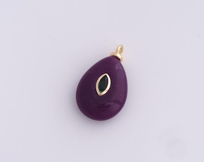 Waterdrop Pendant,Oval Pendant,18K Gold Filled Stone Pendant,Natural Stone Charm,DIY Jewelry Supplies,24.7x15x6.3mm